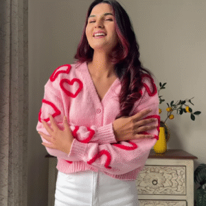 Heart & Ribbon Knitwear Collection 🧶💗 With Embroidery & Bow Accents – Pink & Cream Variants